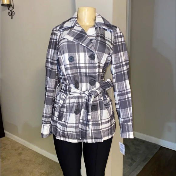 NWT J2 by Jou Jou Plaid Gray Coat - Picture 2 of 11